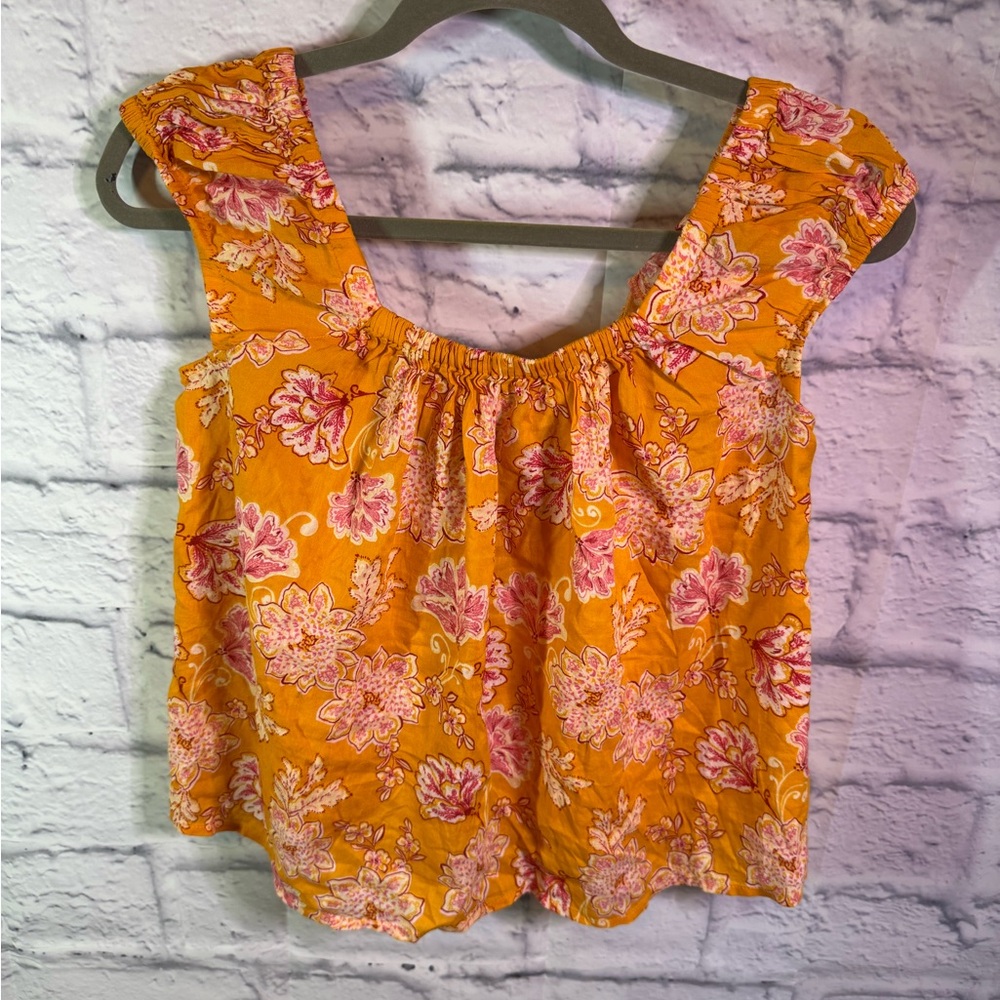 Shasa Vibrant Orange Floral Blouse